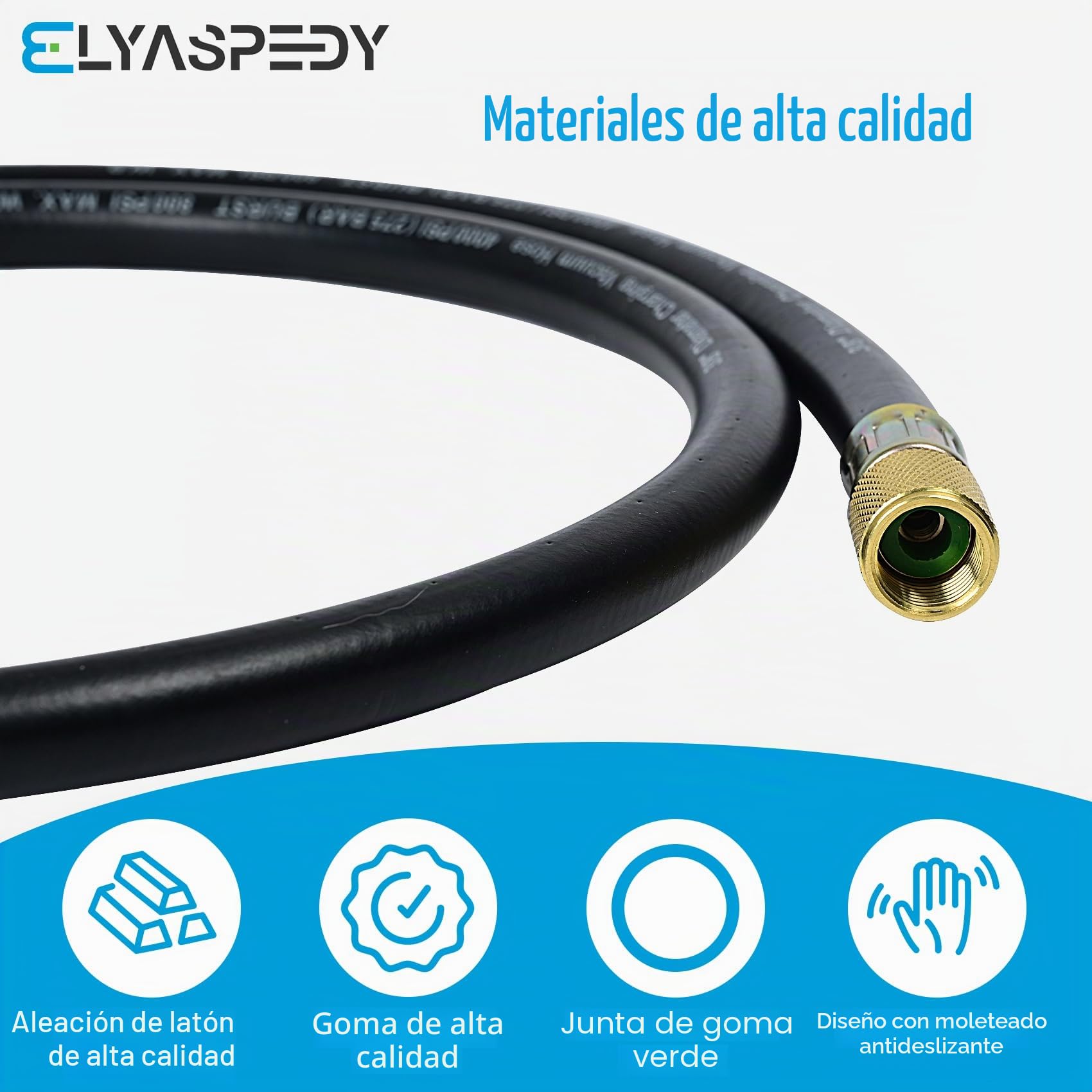 HV1 - Manguera de vacío de 1 cm, 5 pies, accesorios: 1 cm x 1 cm | Presión de ráfaga: 4000 (Psi), compatible con la mayoría de equipos de refrigeración y aire acondicionado, color negro