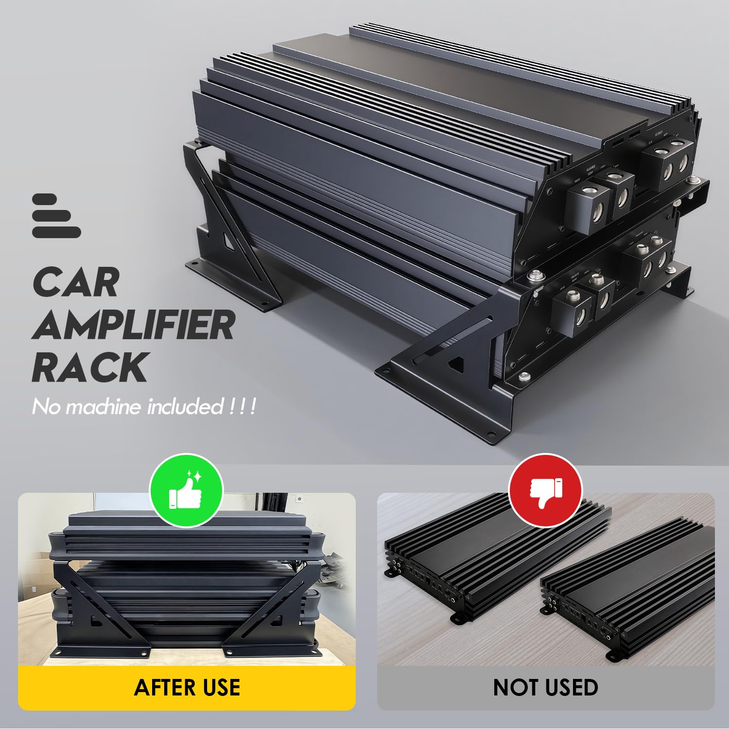 Universal 2 Amp Verstärker Rack Audio Rack Mount Verstärker für Droppin HZ Auto Audio Verstärker Ständer für Soundausrüstung Stahl Schwarz pulverbeschichtet 24 Watt Audio Equipment Rack