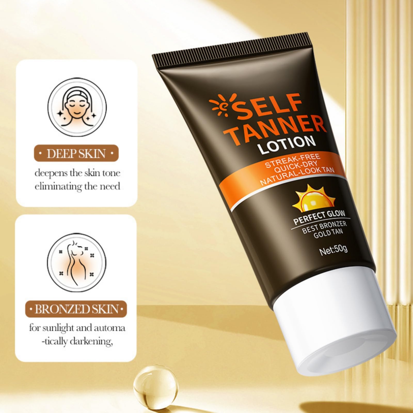 Hotiary Self Tanner Tanning Lotion - Hydrating Self Tanning Cream for Face & Body, Sunless Tanner?Fake Tan & Quick Tan for Natural-Looking Bronzer Glow for Women & Men,Streak-Free