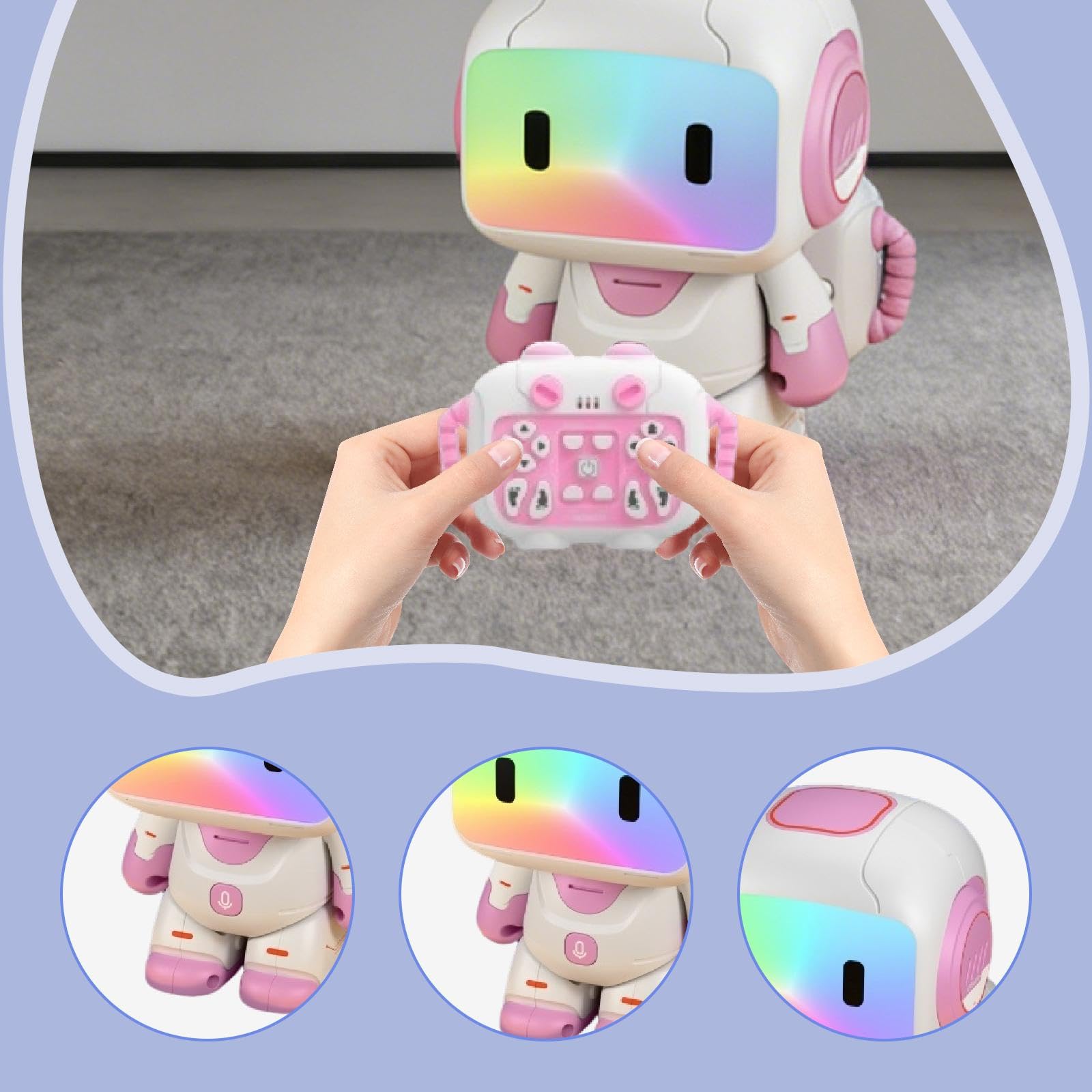 MagiDeal Robot de Juguete con Control Remoto, Regalo de cumpleaños, 3 Niveles de Volumen Ajustables, Inteligente, para niños y niñas, Juguete Educativo, Rosa