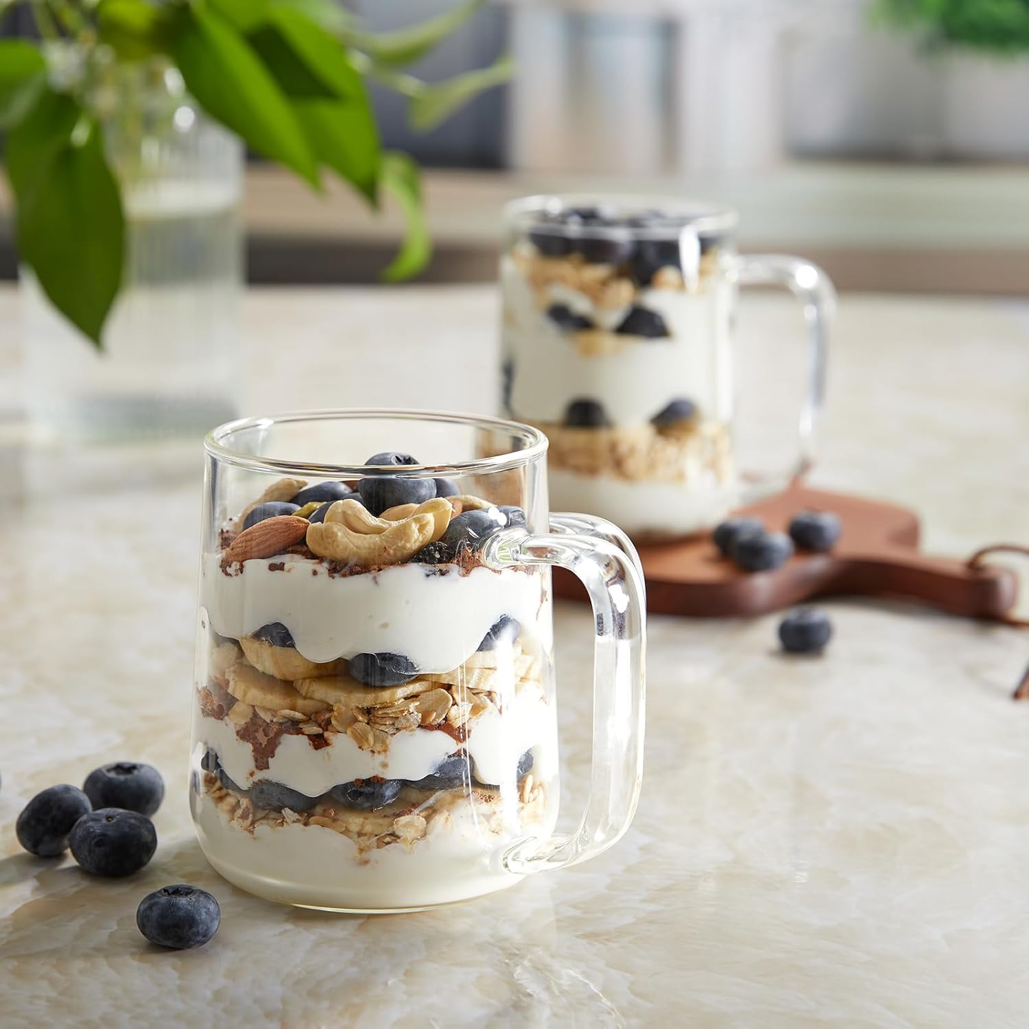 Glass Coffee Mugs, 16 oz Glass Coffee Cups Set of 6, Clear Borosilicate Glass Mugs with Handles for Cappuccino, Tea, Latte, Hot/Cold Beverages, Wine, Americano