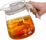 WRINGKIT Pitcher d'eau en verre, 1.8 L / 60 Carafe de thé glacé Oz avec limace, Jus résistant à la chaleur de moitié Gallon avec ligne d'échelle précise, Idéal pour le thé solaire, le citron, café glacé, lait