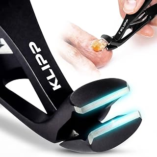 Toenail Clippers for Thick Toenails – KLIPP 15 mm Wide Jaw Thick Fingernail and Toenail Cutter with Curved Stainless-Steel Blades for Seniors (Angled Wide Opening)