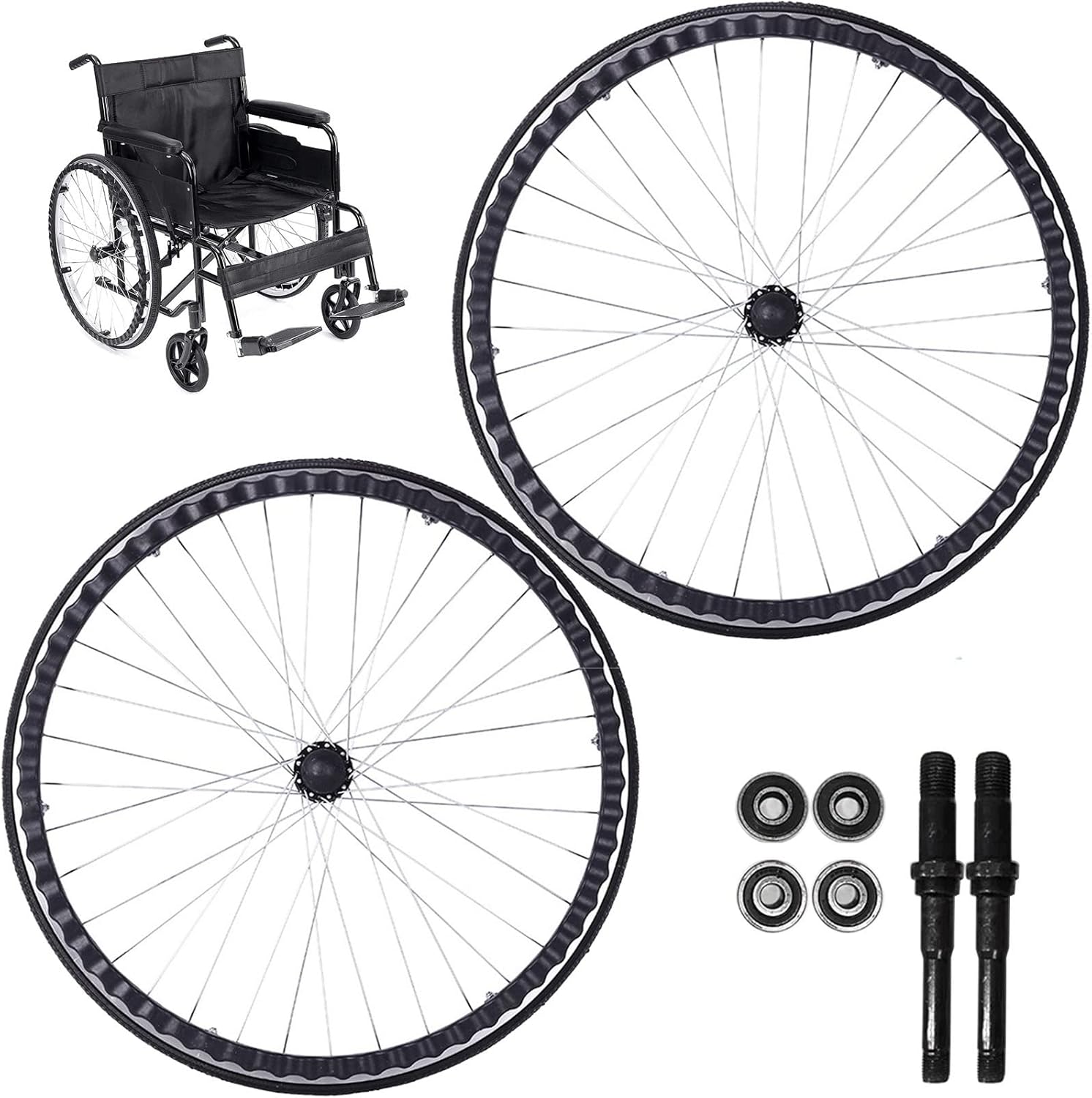 22 Inch Wheelchair Rear Wheels Solid Tires, Wheelchair