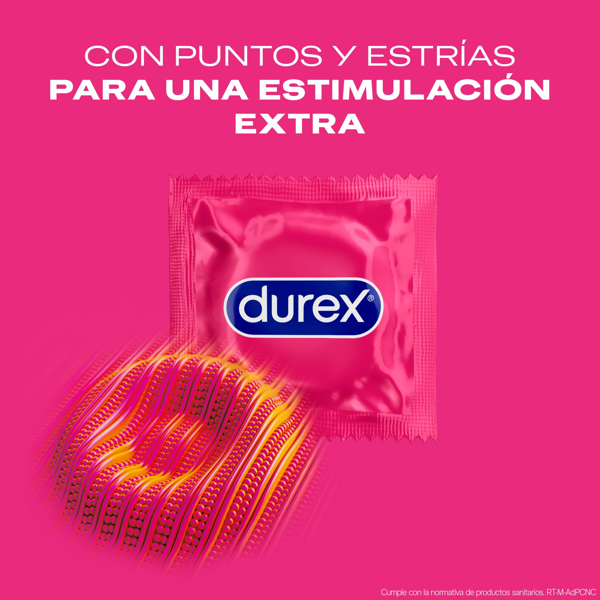 Durex Preservativos Dame Placer, Con Puntos y Estrías, Extra Lubricados,Forma Easy-On, 96 condones