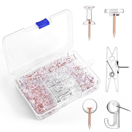275 Pcs Clear Push Pins Set