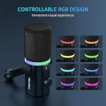 FEELWORLD PM1 XLR USB Dynamic Microphone with Boom Arm Stand for Podcast Recording PC Computer Gaming Live Streaming Vocal Voice-Over, Studio Metal Mic, RGB Light, Mute Button, Headphones Jack