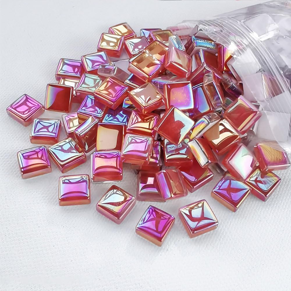 550Pcs Bulk Mosaic Tiles for Crafts, 1.1LB Mixed Colors Iridescent Crystal Stained Glass Pieces for DIY Mosaic Art Projects, Home Decor, Vase Filler & Craft Supplies