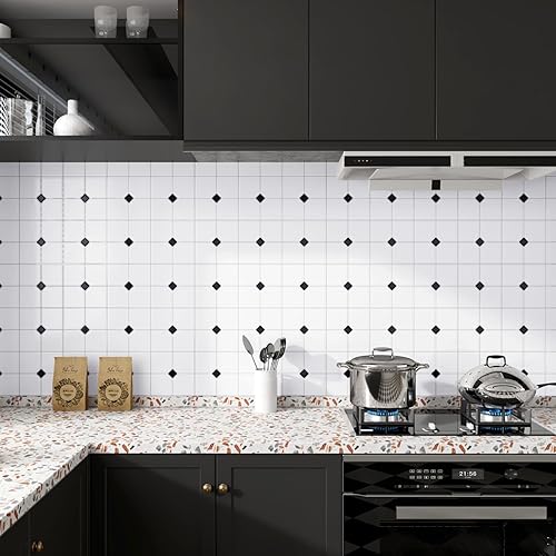 Miniatura 8 de Azulejos 3D de despegar y pegar Subway Backsplash de 10 hojas para cocina, 12 x 12 pulgadas, azulejos de pared autoadhesivos 3D cuadrados blancos