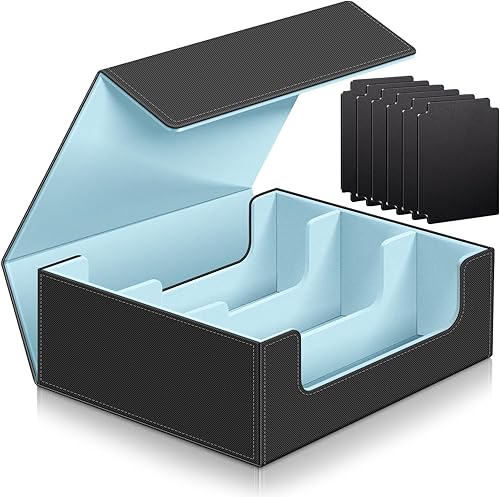 Homthy Caja para mazo de 1800+ cartas para cartas de intercambio, caja de almacenamiento de cartas Commander de cuero con cierre magnético, soportes