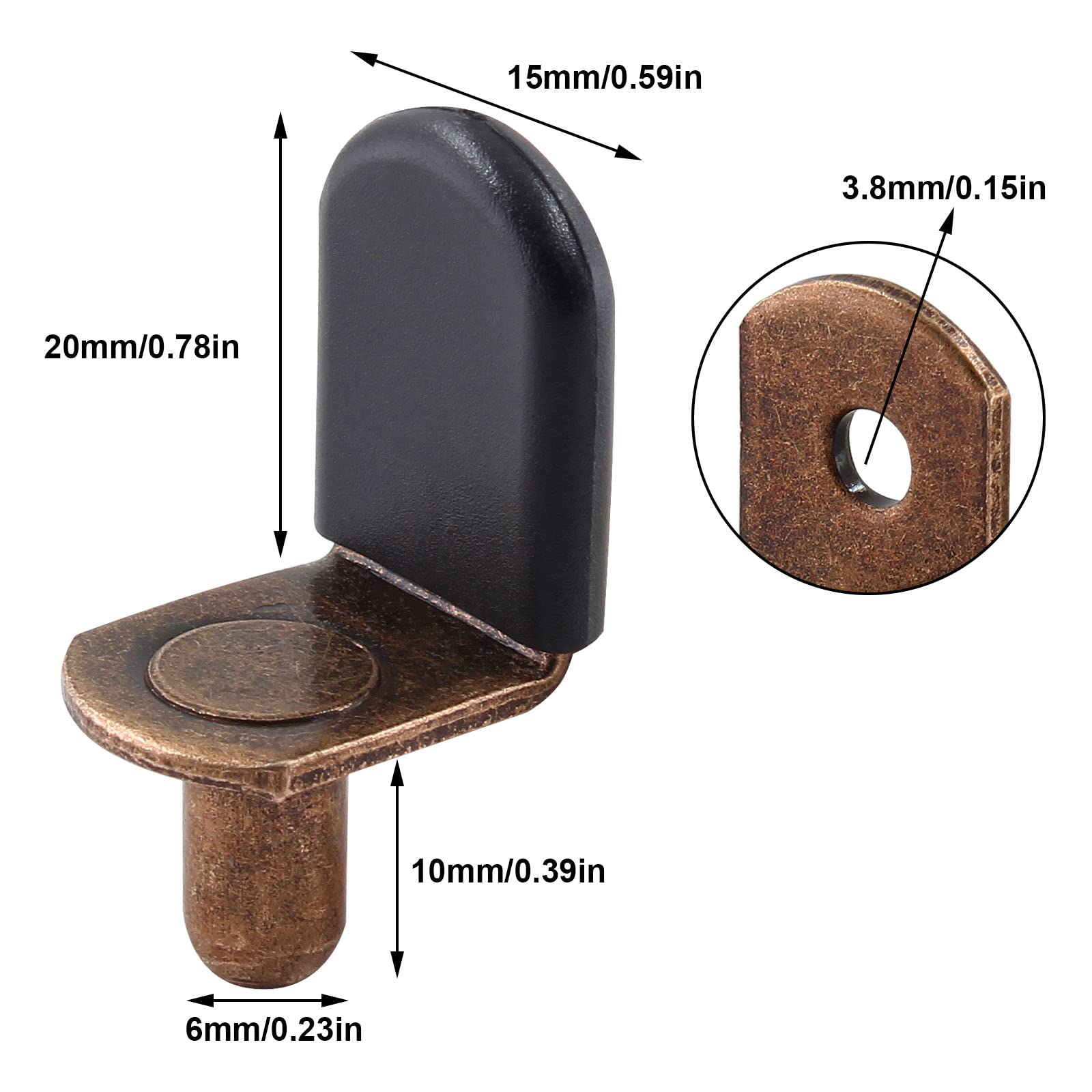 Biaungdo Shelf Support Pegs, Antique Bronze, 30 Pcs, 1/4 Inch — Amazon image 2