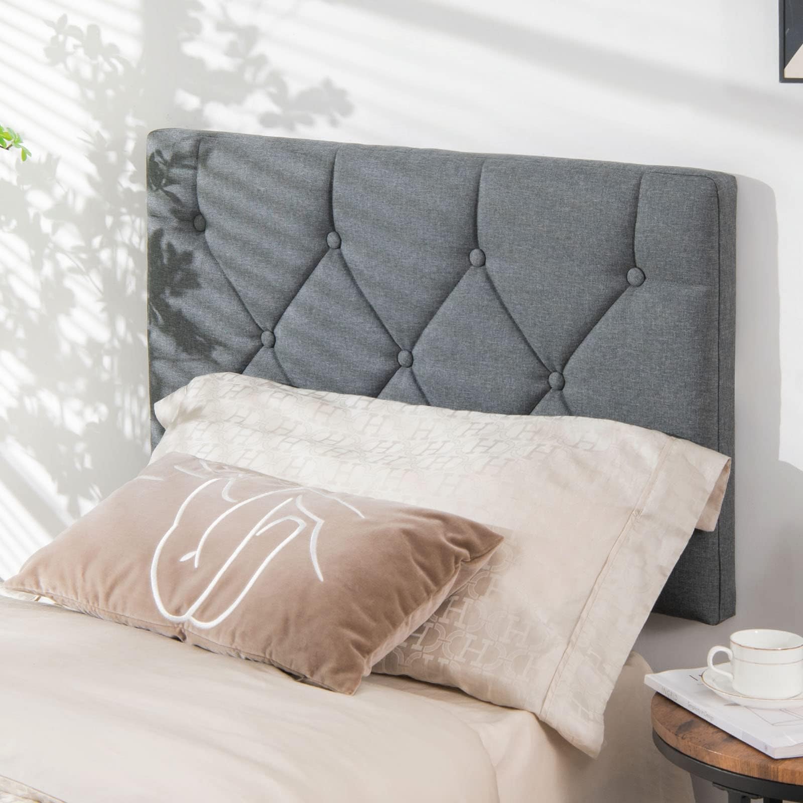 Amazon.com - Rainha Cushioned College Dorm Headboard - Plush Glacier Gray