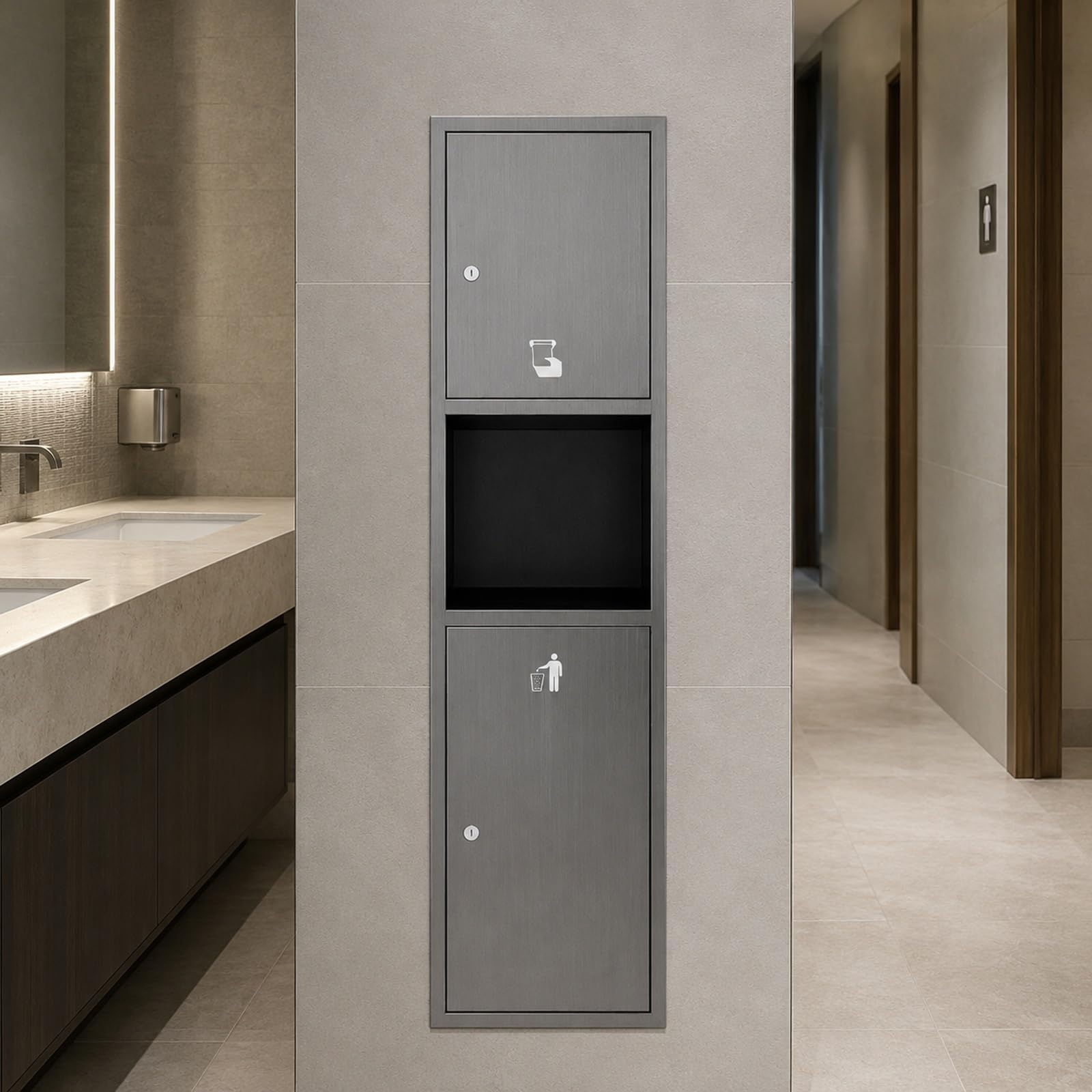 Recessed Toilet Roll Holder | Niche Trash Can | Ttrash Can Niche Bathroom