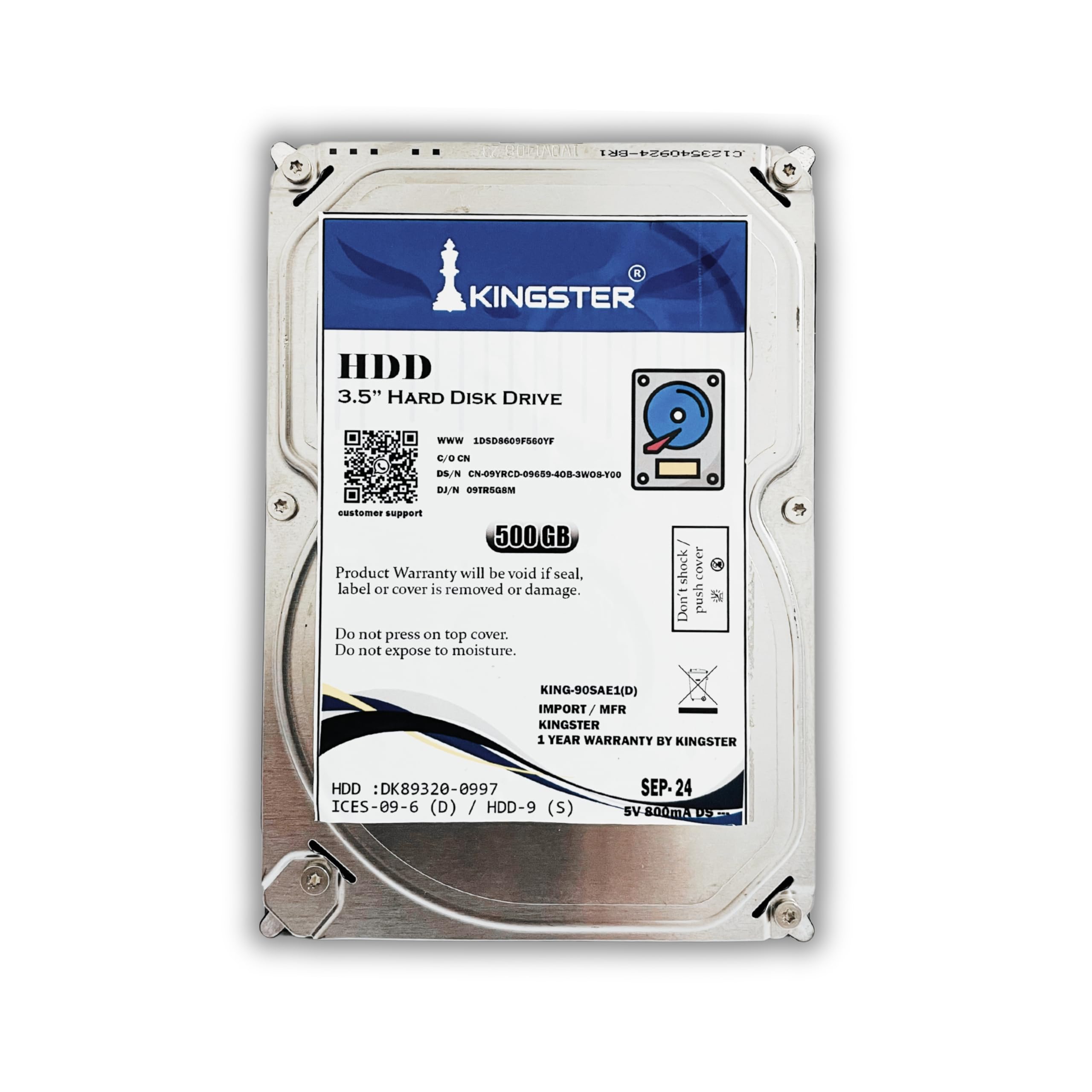 KINGSTER 500 GB SATA Desktop Hard Drive, 3.5 Inch, 5400 RPM, 6 Gb/s,64 MB Cache,1 Year Warranty (B0DB2T5WQN) Amazon Price History, Amazon Price Tracker