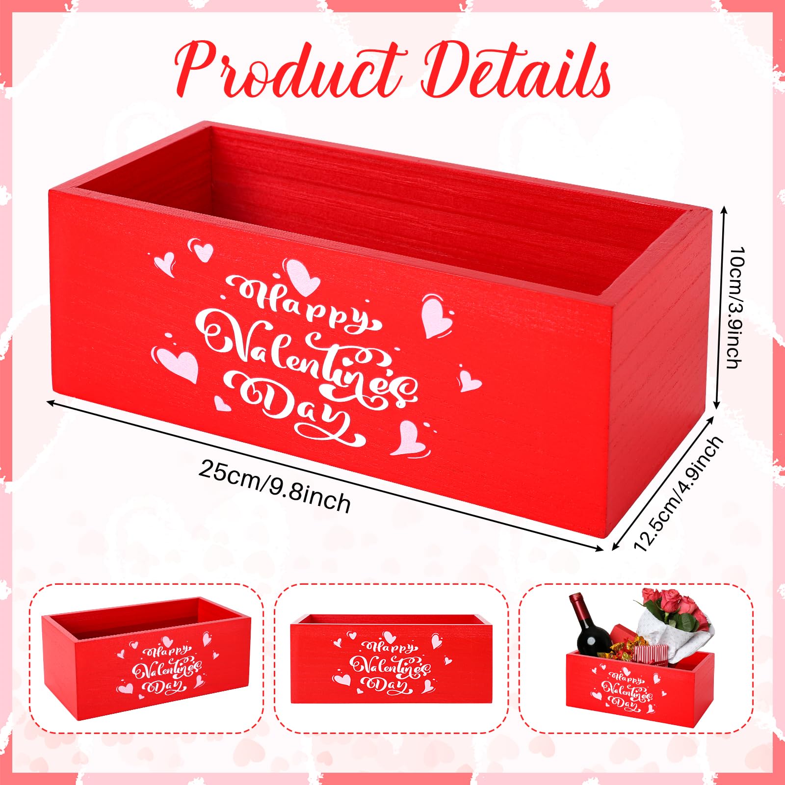 Clothmile Wooden Valentine's Day Candy Bowl - Large Candy Dish Holders for Valentine Parties & Decorations