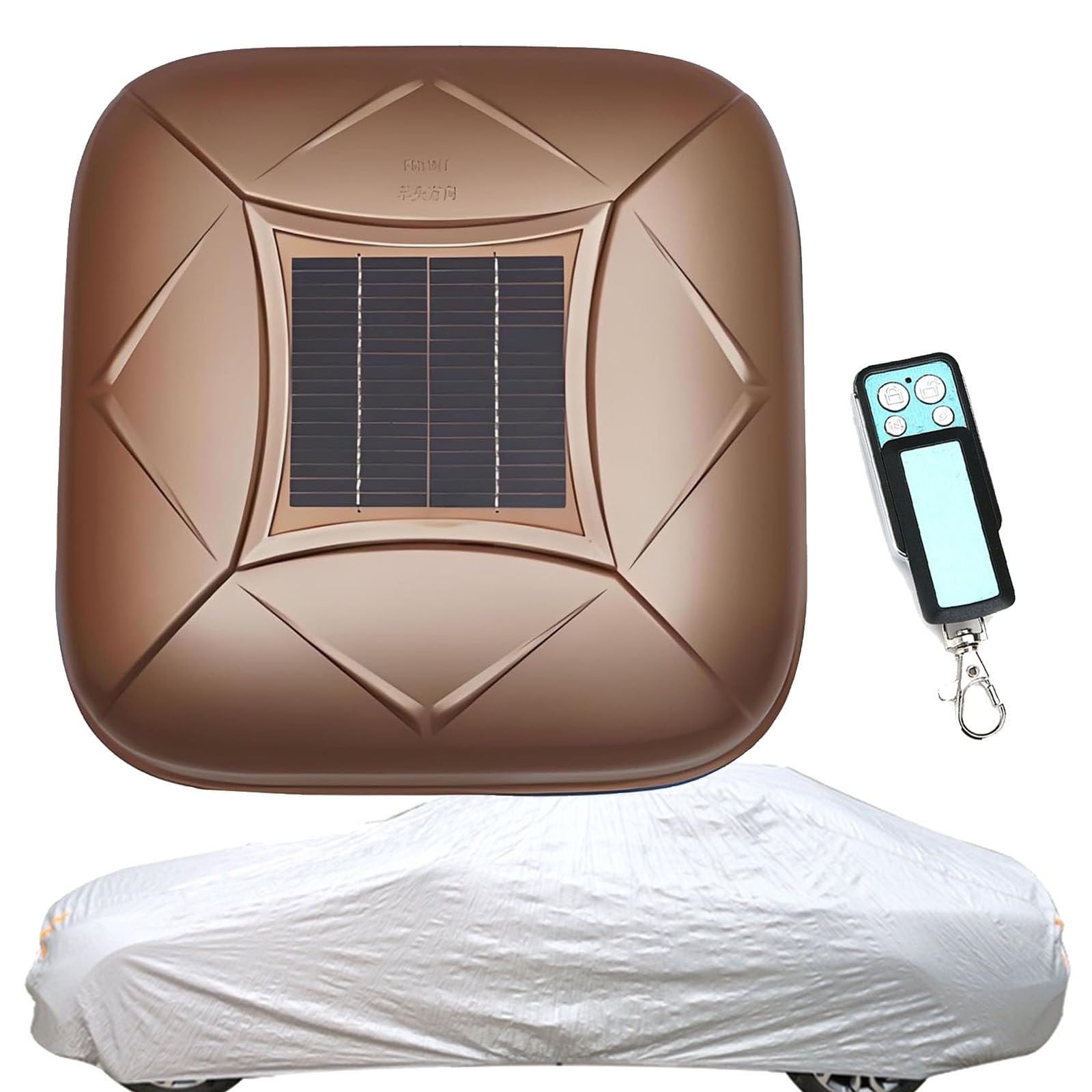 Naturalpowev Automatic Retractable Car Cover with Solar Charging/Remote Control – All-Weather Waterproof, Windproof & Snowproof, Quick Open, for SUV Sedan, Outdoor Indoor Use Gold-2L