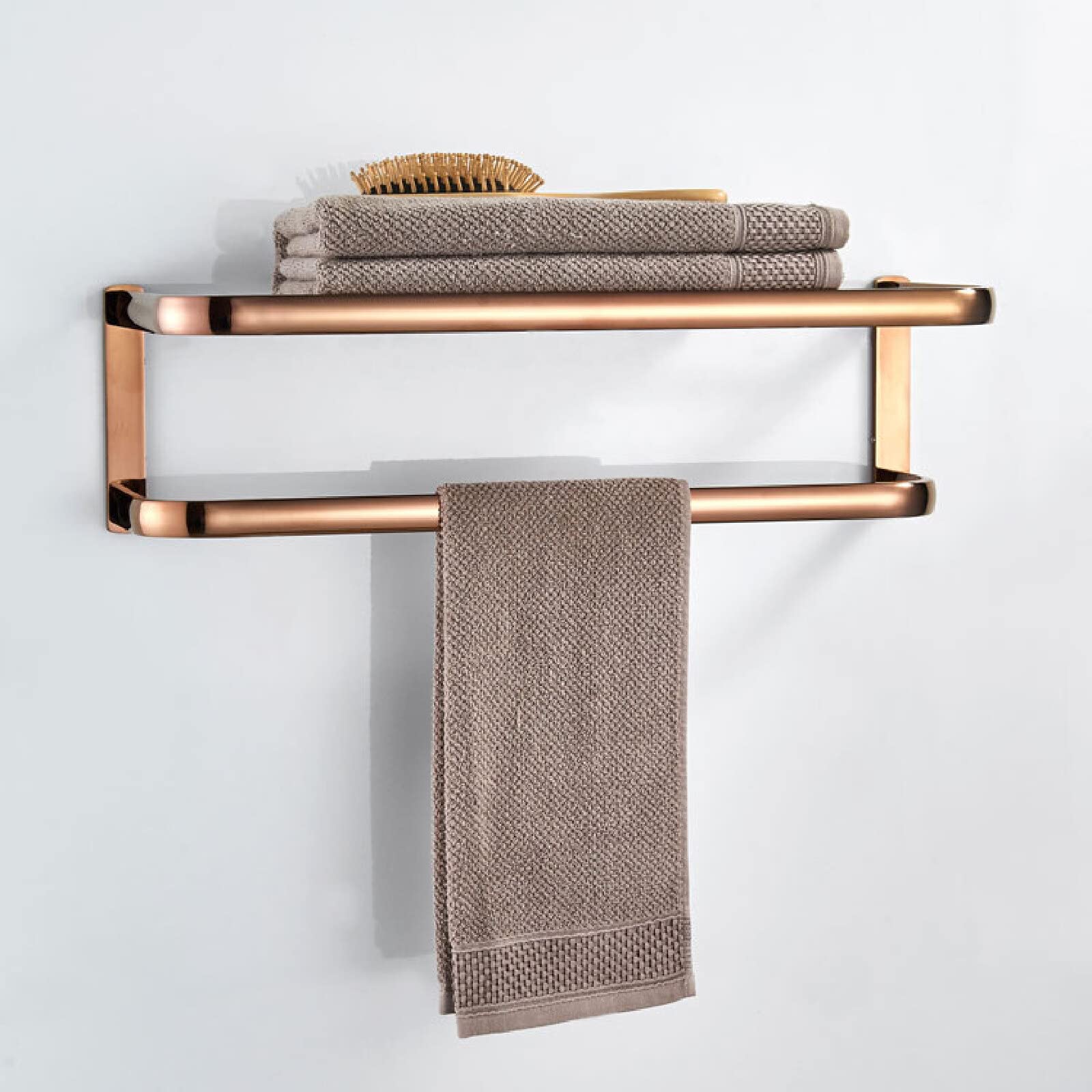 Toallero de baño de caja pequeña, toallero de baño de latón rosa dorado, toallero de toallero
