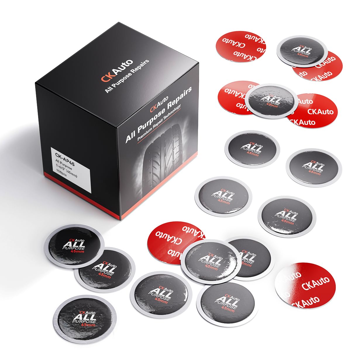 CKAuto All Purpose Tire Repair Patch Kit Heavy Duty Tire Plug Repair Kit Flat for Car Van Truck