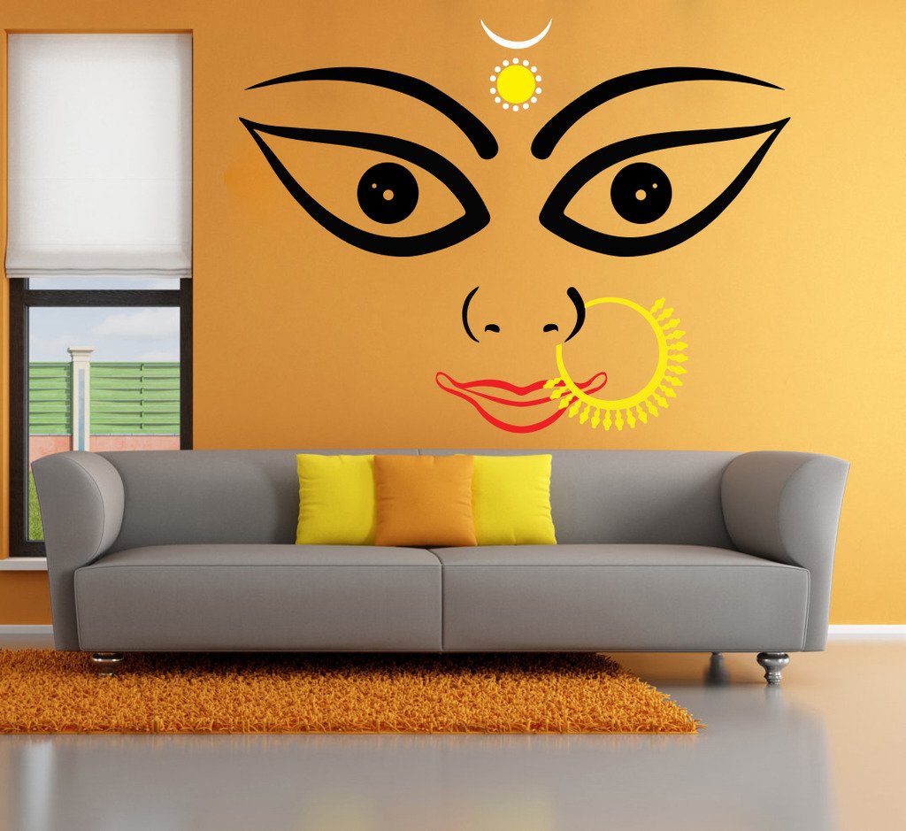 DECOR Kafe Home Decor Maa Durga Face Art Wall Sticker, Wall Sticker for Bedroom, Wall Art, Wall Poster (PVC Vinyl, 99 X 73 CM) (B014A7RTVQ) Amazon Price History, Amazon Price Tracker