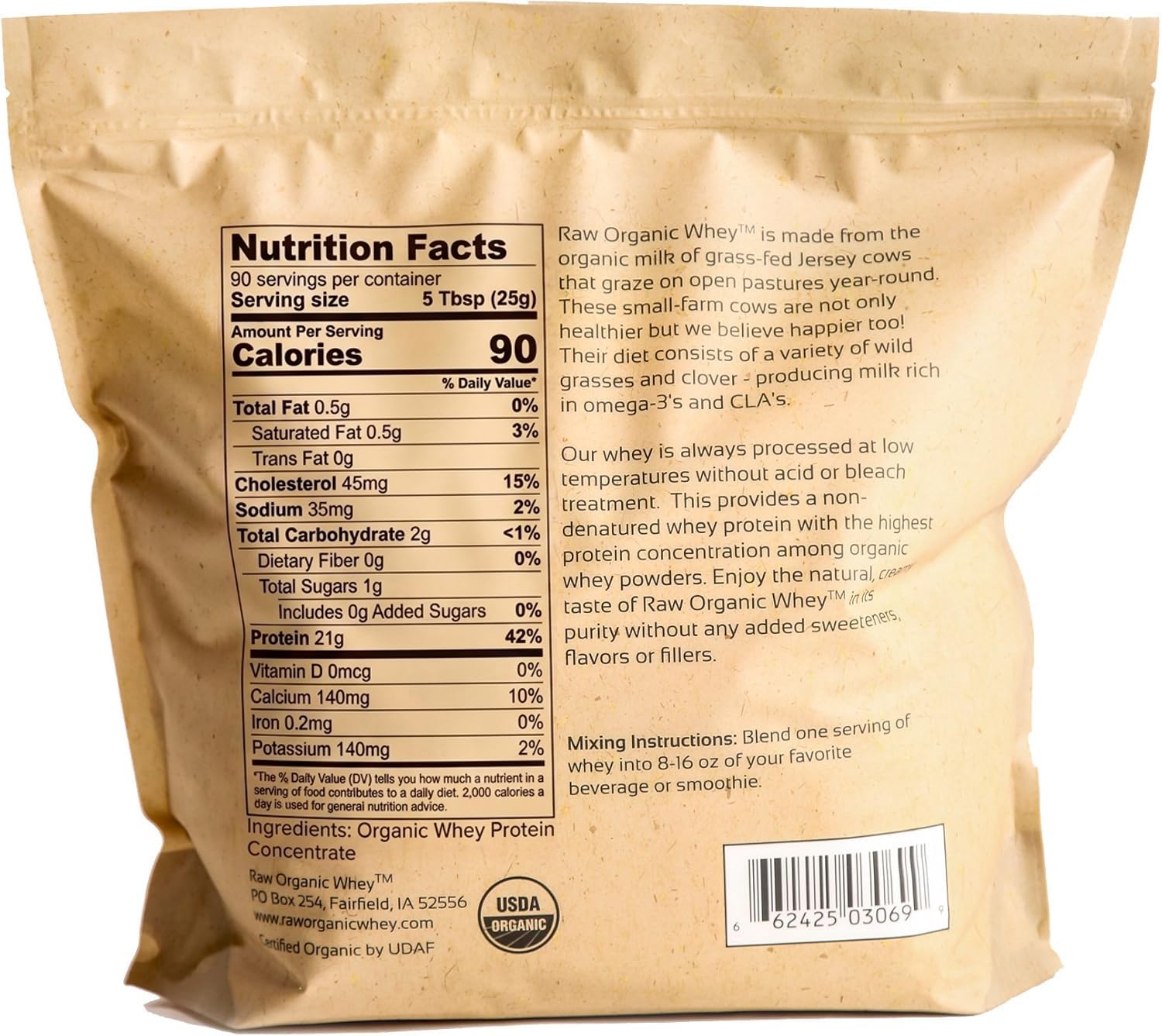 Raw Organic Whey Protein Powder, Grass Fed, Unflavored – 1 Ingredient, No Additives or Fillers, Undenatured, Made in USA, 5 lb — Amazon image 5