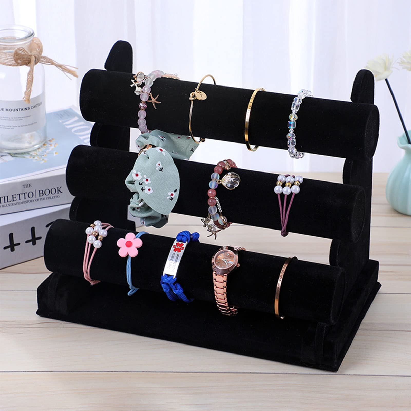 Présentoir à Bijoux en Velours Noir pour Organiser Votre Commode