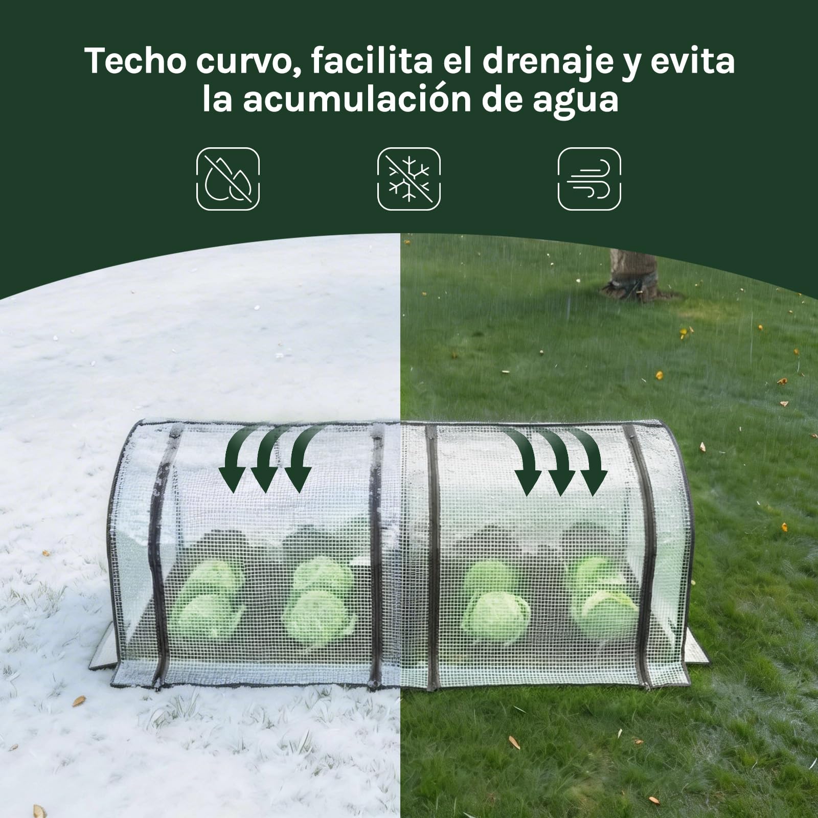WOLTU Invernadero de Jardín PE, Semi-Translúcido, Blanco, 130x60x50cm | Impermeable; Lluvia/Viento/Nieve; Para Plantas; Exterior; Protección