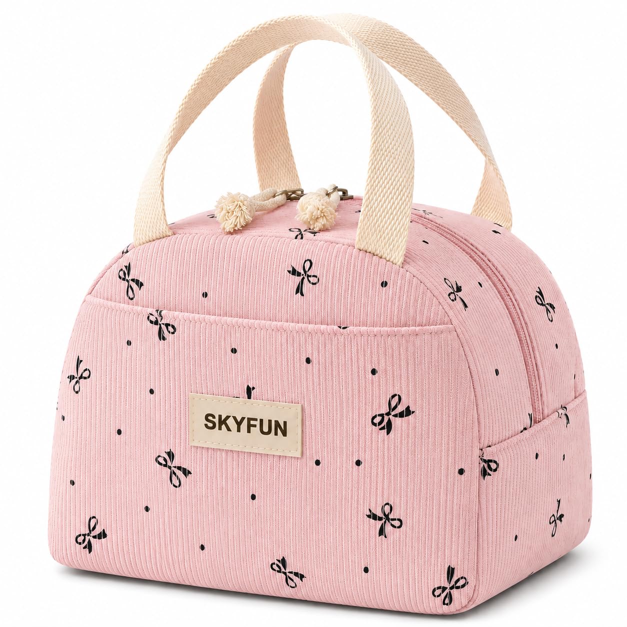 Insulated Lunch Bag for Women & Girls | Leakproof Thermal Lunch Tote | Reusable Large Capacity Lunch Box Carry Bag | Food Storage Bag for Office, School, Picnic & Travel (Corduroy Pink)-image-32