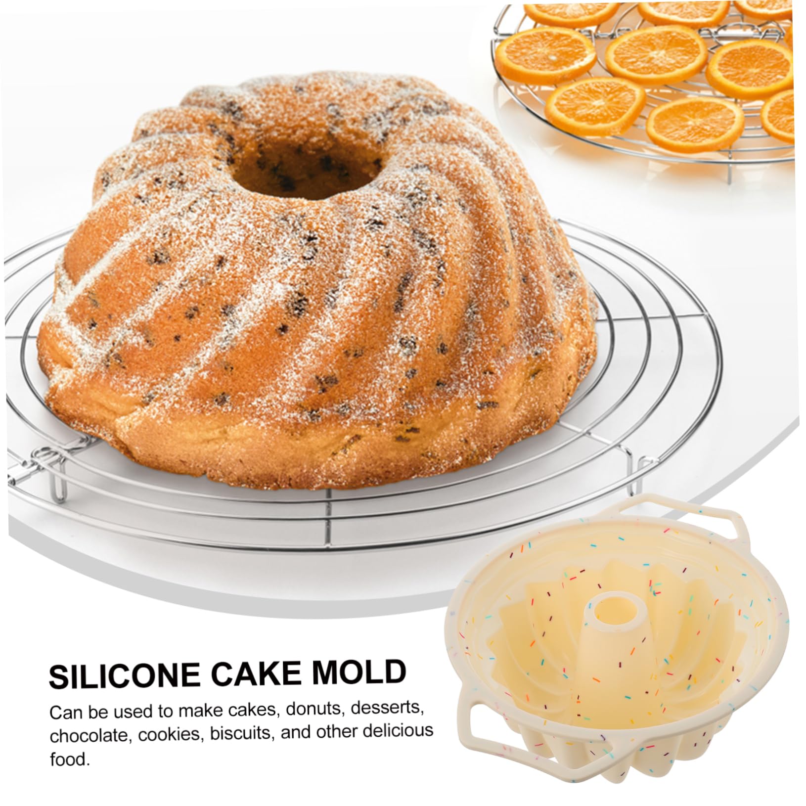LIFKOME Stampo Rotondo in Silicone per Dolci Struttura a Spirale e Bordo Rinforzato, Facile da Pulire, Adatto per Dolci e Biscotti in Casa o Pasticceria Professionale