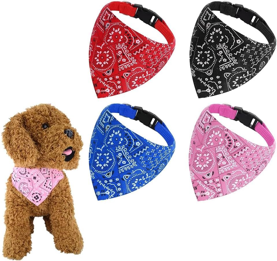 Köpek Bandanası, 4'lü Set, Yumuşak ve Konforlu Pamuk Kumaş, Ayarlanabilir Tasarım