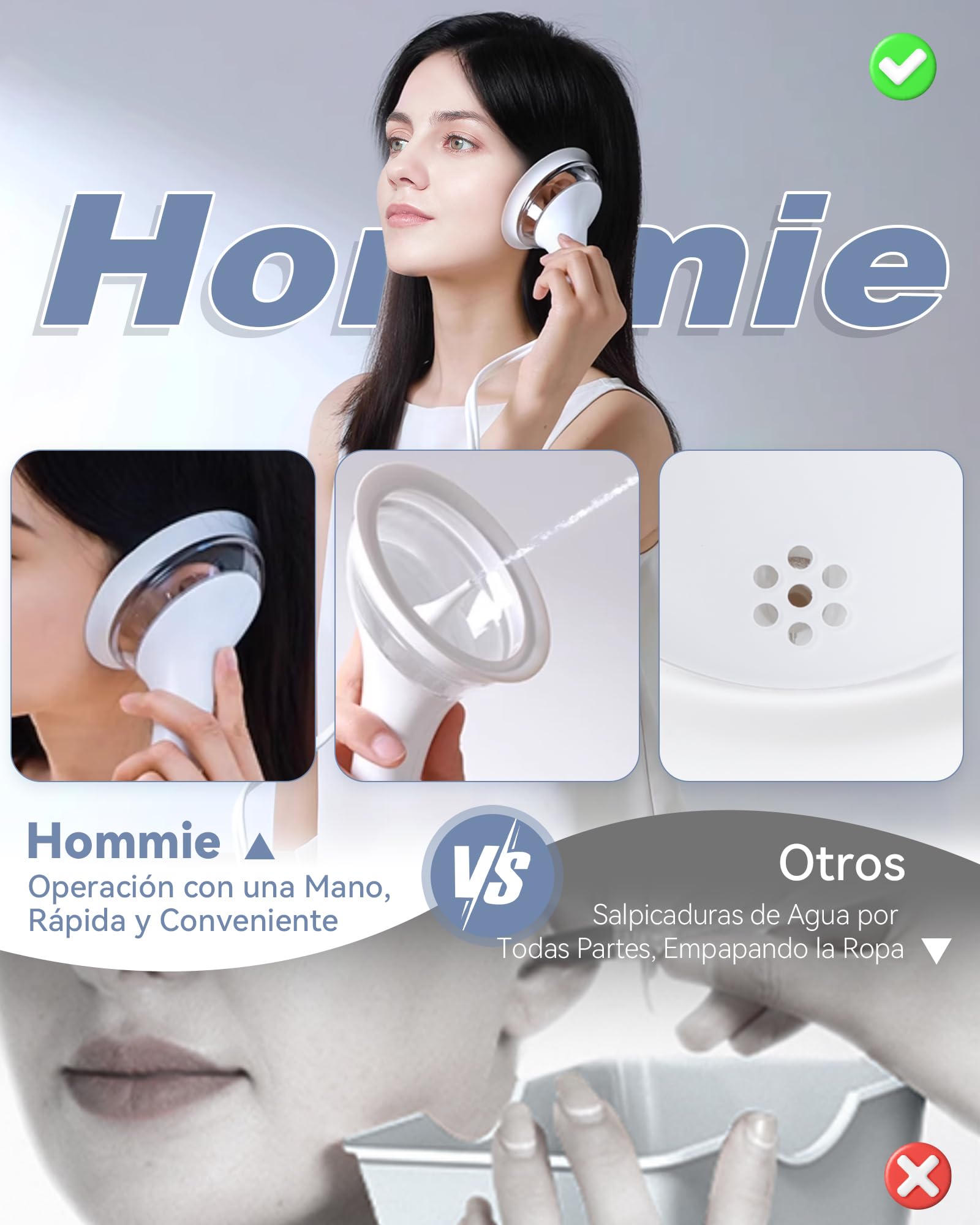 Hommie Pulizia Orecchie Elettrico, Kit di Irrigazione per la Pulisci Orecchie Con 4 Modalità di Pressione, Sicuro ed Efficace per Adulti e Bambini