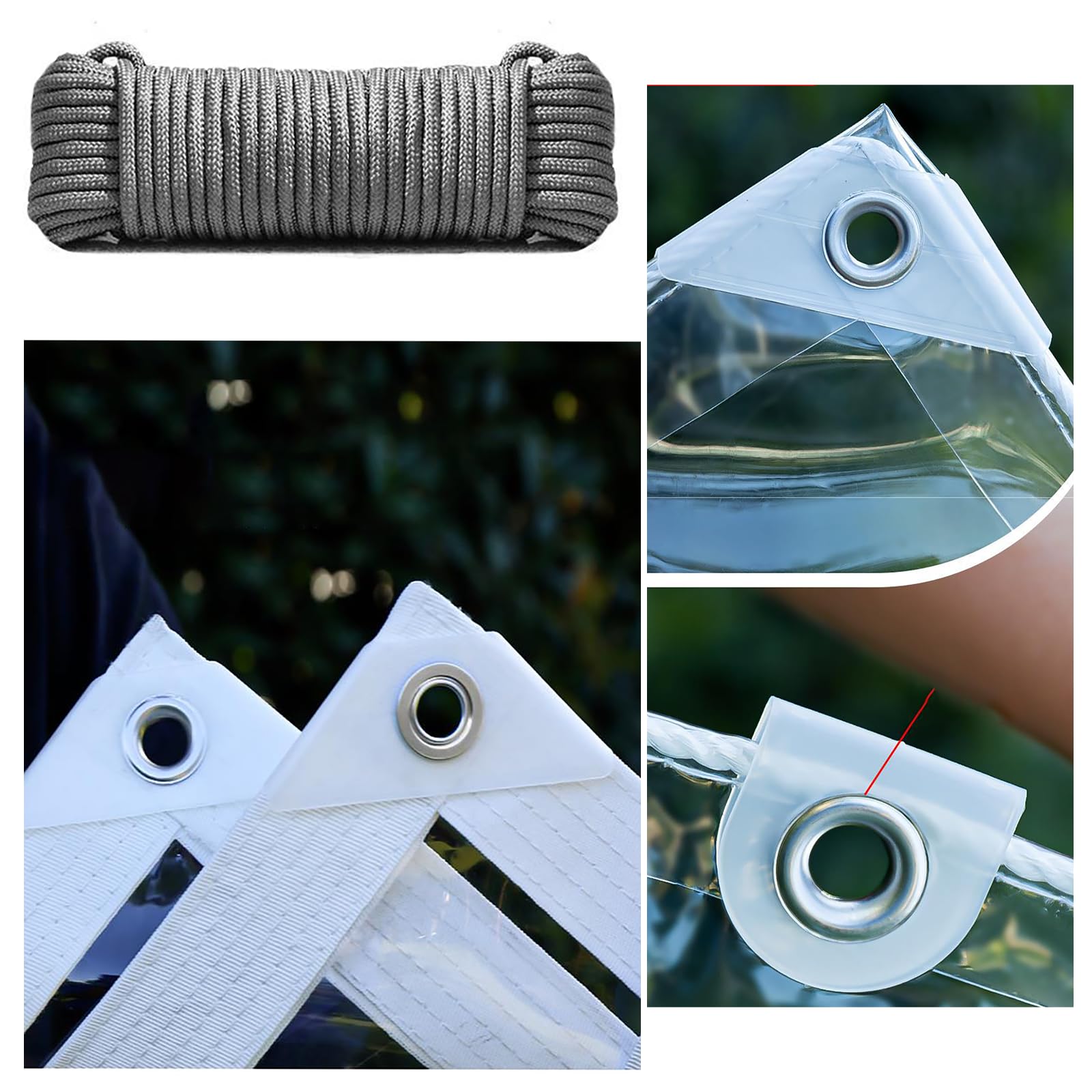 Telone Rinforzato - Telone Multiuso, Telone Trasparente Resistente, con Corda di Copertura Antipioggia per Giardino Esterno (1.6x2m)