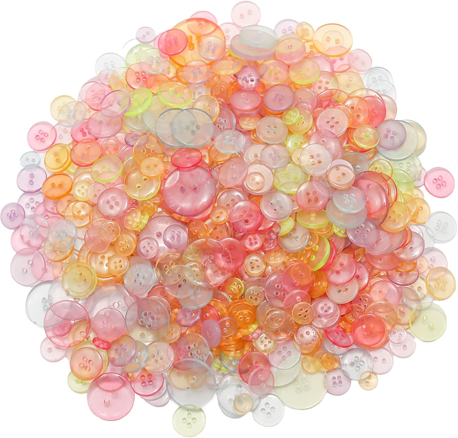 Lilaly 1500-1800 Pcs Clear Resion Buttons for Crafts, 4 Holes Assorted Sizes Resin Buttons, for Crafting, Arts, DIY, Decoration, Sewing (Clear)