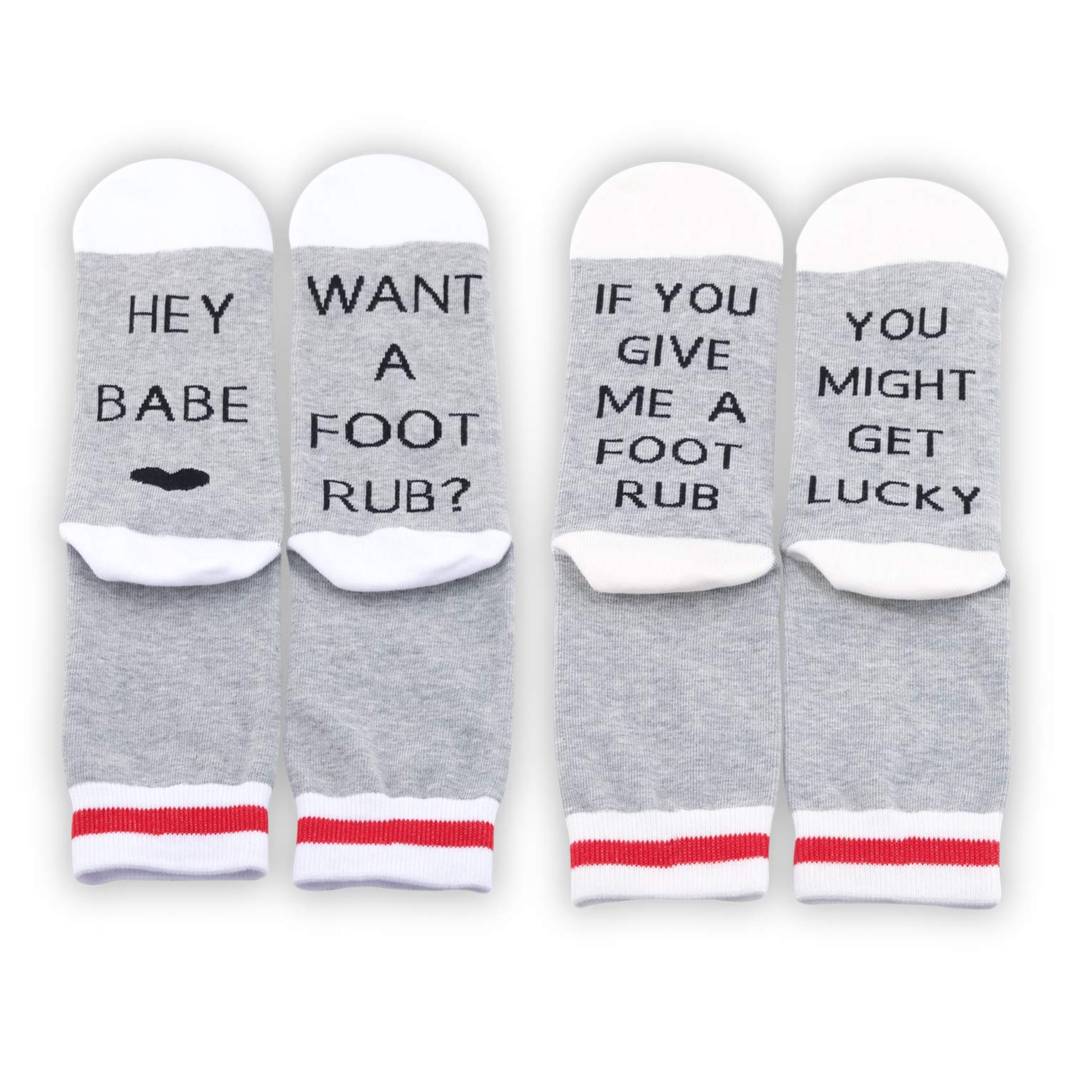 MBMSO Couples Socks Matching Engagement Gifts 2 Pairs Lover Couple Socks Wedding Gifts If You Give Me a Foot Rub You Might Get lucky (2 Pairs)