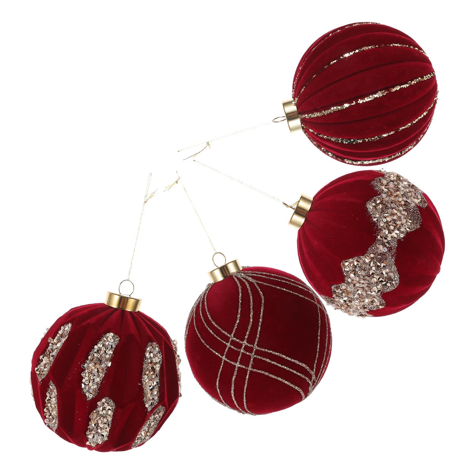 TOYANDONA 16 Stück Bruchsichere Christbaumkugeln 10cm Rot aus Kunststoff | Weiche Samtoberfläche, Wiederverwendbar und Funkelnd, für Festliche Feiern und Selbstgemacht Bastelarbeiten