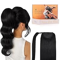 Vista 10 de DOORES Extensiones de Cabello Humano Extensiones de Cola de Caballo Balayage Marrón Chocolate Mezclado Rubio Caramelo 18 Pulgadas 2.82 oz