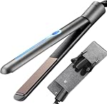 NITION Ceramic Tourmaline Hair Straighteners LCD Flat Iron MCH 10s Fast Heating Up. 1" Smooth 3D Floating Plate Healthy Home Straightening Tools. Travel Pouch. Dual Voltage. Elegant Gift Box