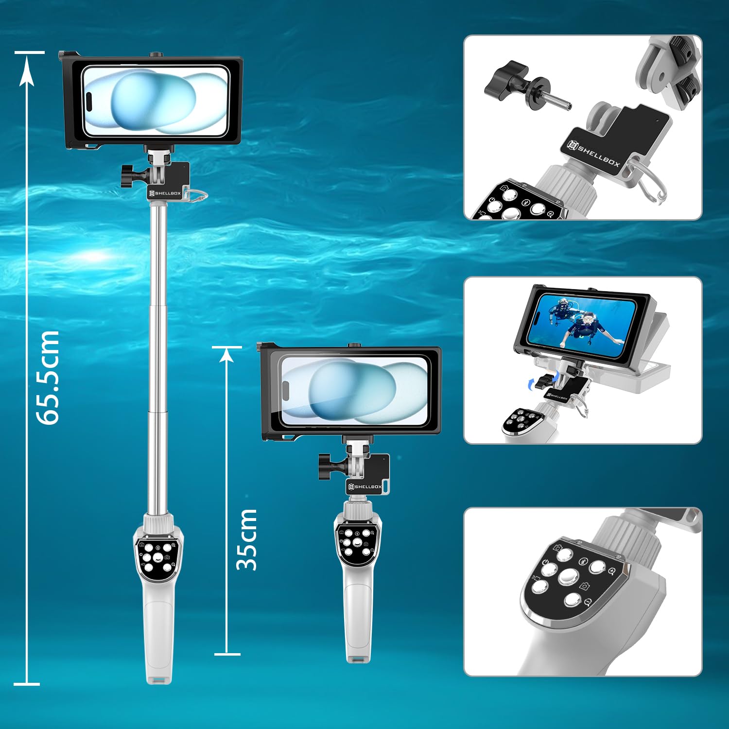Amazon | 自撮り棒潜水用ケースセット潜水ケース用自撮り棒 潜水
