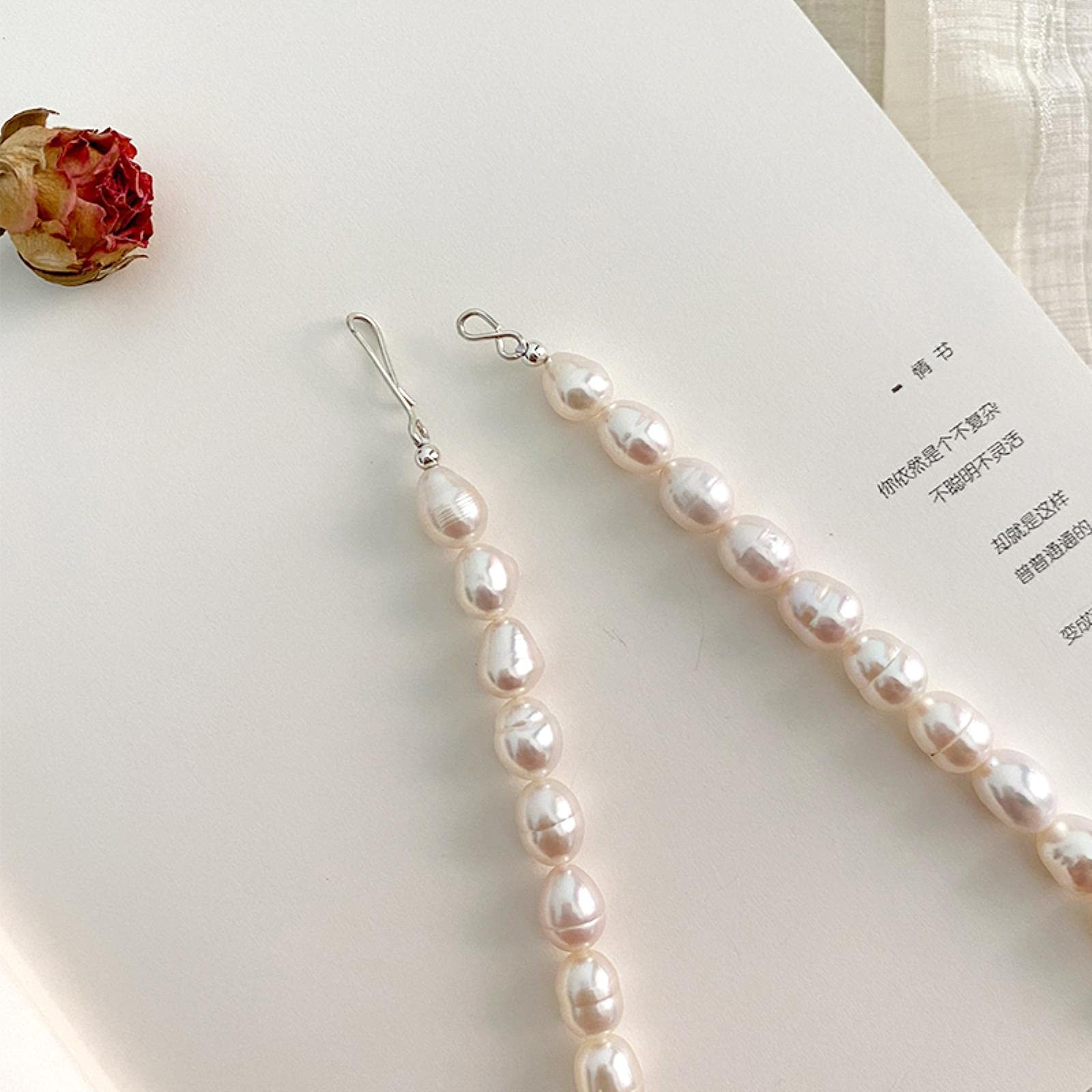 LOKILOKI Collar De Perlas De Agua Dulce 925 Joyas De Cierre De Plata Esterlina para Mujeres Regalo De Patrón De Crecimiento Natural