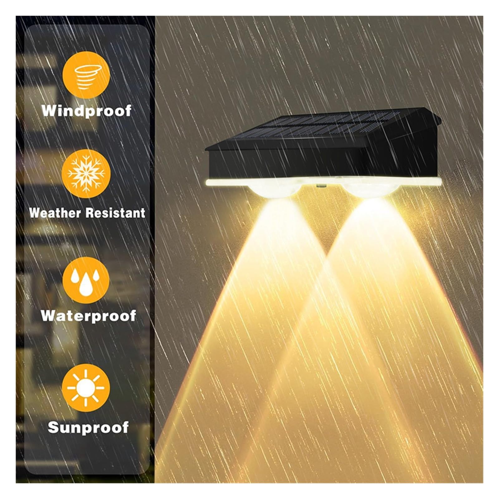 Lampada LED Solare per Esterni, Impermeabile, per Decorazione Giardino, Super Luminosa, per Numero civico di Villa, Balcone, Luce Solare, Illuminazione da Parete (3 Pezzi, Luce fre
