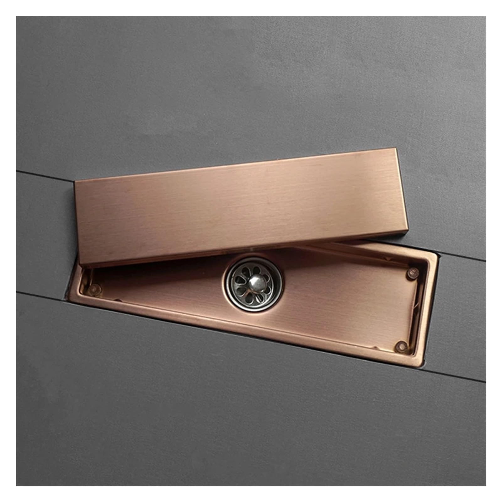Desagüe Invisible de Acero Inoxidable para Suelo - Tapa de desagüe Rectangular Alargada para baño y Ducha de Cocina - Canal de desagüe de Sellado Profundo BG - Fácil instalación - Diseño Mod