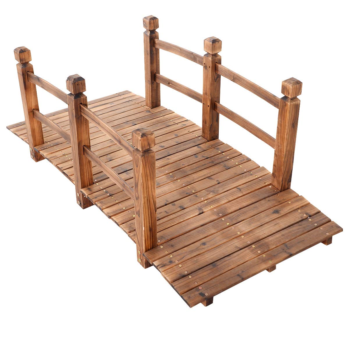 Giantex 5 Ft Wooden Garden Bridge, Classic Wood Arc Footbridge with