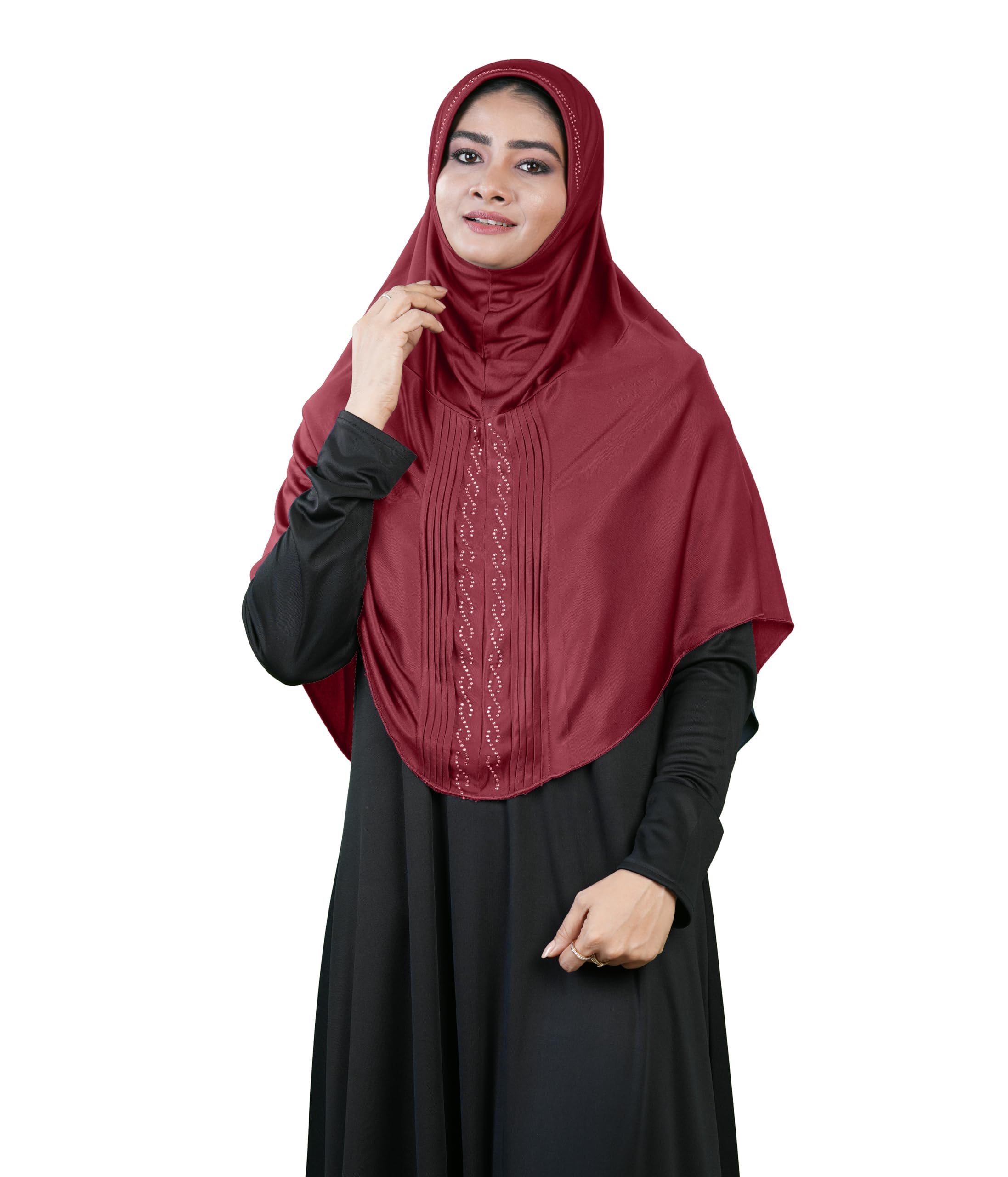 Hijab Soft Stretchable Ready-to-Wear Hijab Scarf for Muslim Women | Soft Stylish Elegant Stone Work Design Women & Teenagers Hijab Amara-image-13