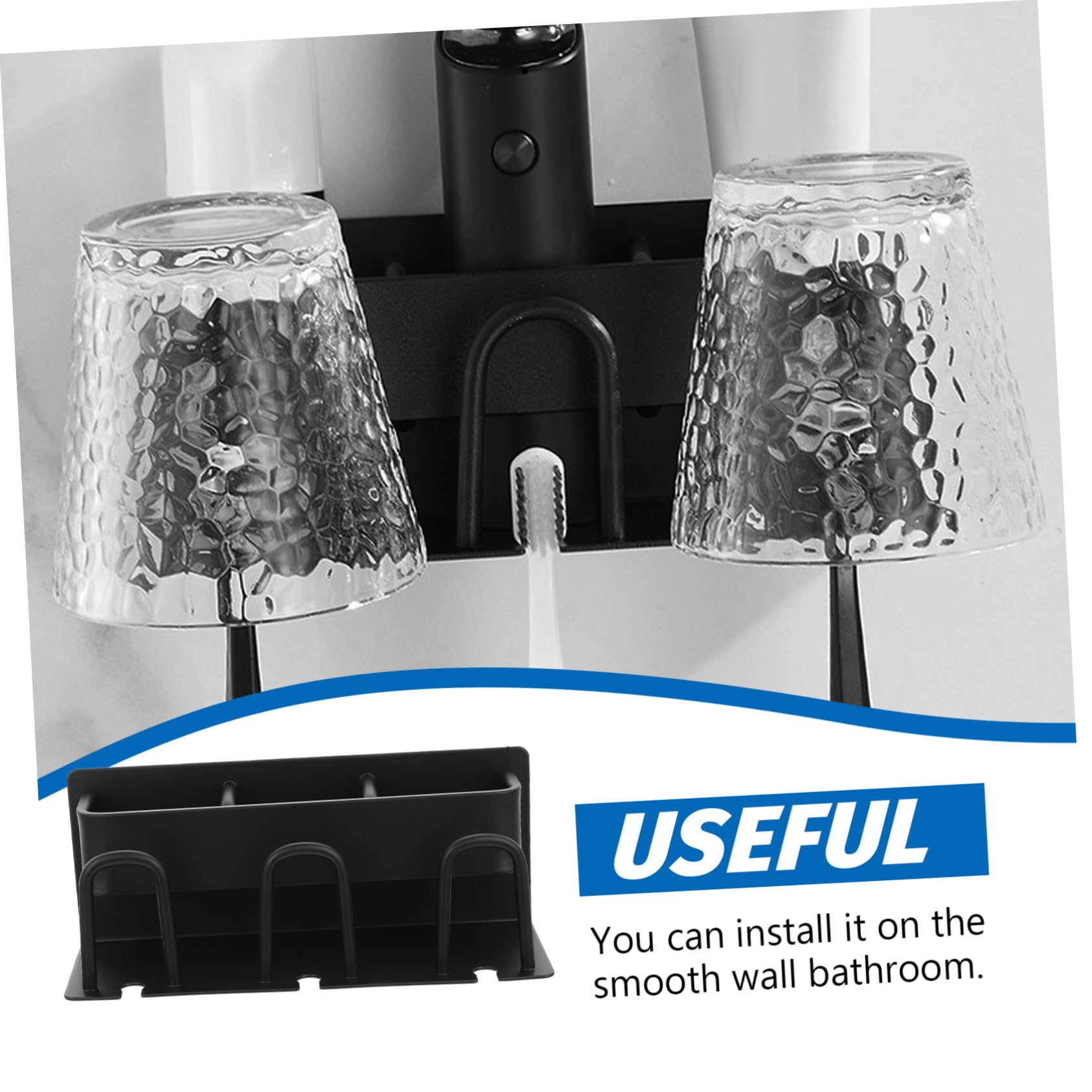 Porta Spazzolino da Parete Supporto per Tazza e Design Salvaspazio in Alluminio Nero Asciuga Naturalmente Spazzolini e Bicchieri per Bagno e Doccia