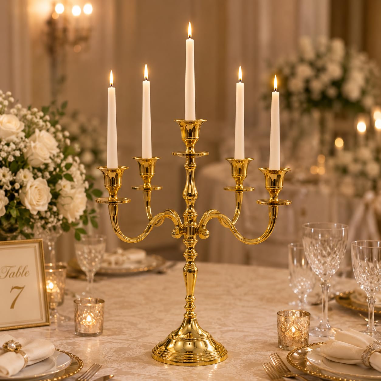 Vintage Gold Candelabra - Elegant Table Centerpiece -2 Vintage Gold Candelabra - Elegant Table Centerpiece -2
