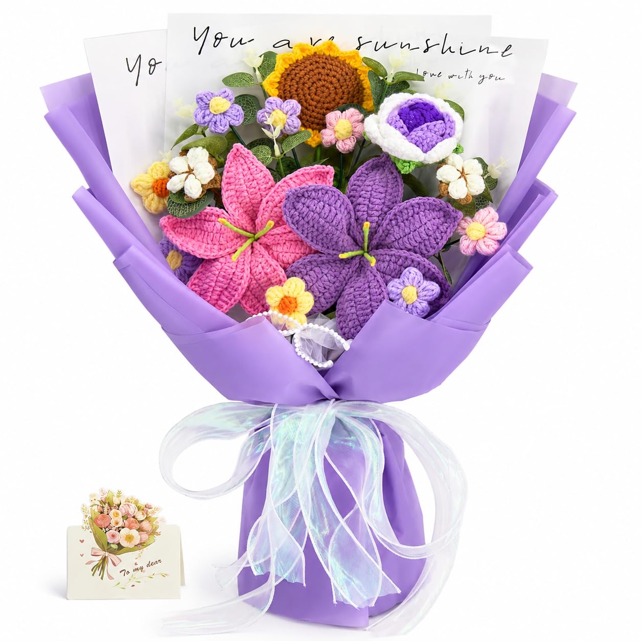 Amazon.com: YSHomy Crochet Flowers, Crochet Flower Bouquet Purple
