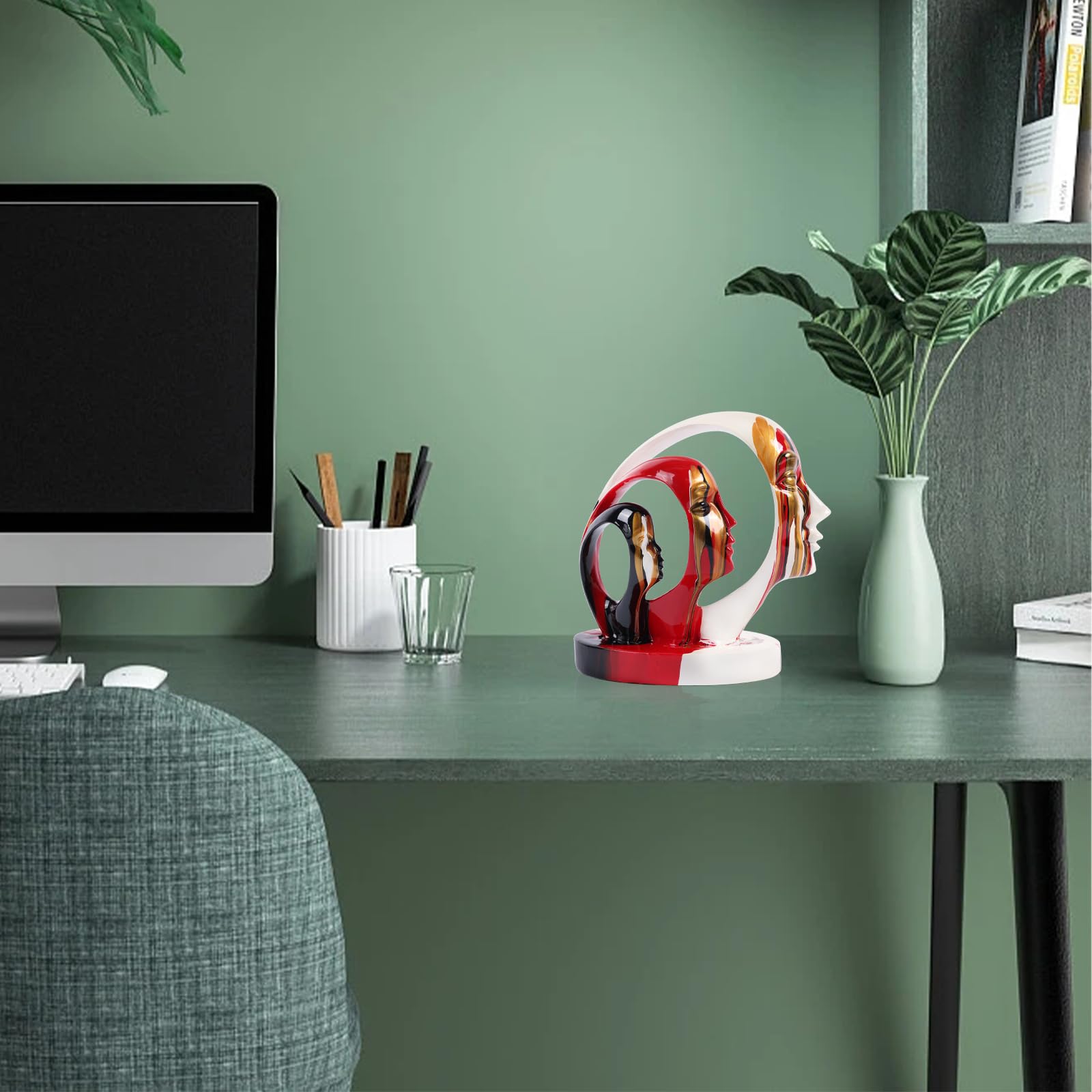 DOVDOV Abstrakte Statuen und Skulpturen, moderne minimalistische kreative Gesichtskunst-Skulpturen, bunte Denker-Statuen für Wohnzimmer, Couchtisch, Heimbüro, Schlafzimmer-Dekor-Füllung (BRW)