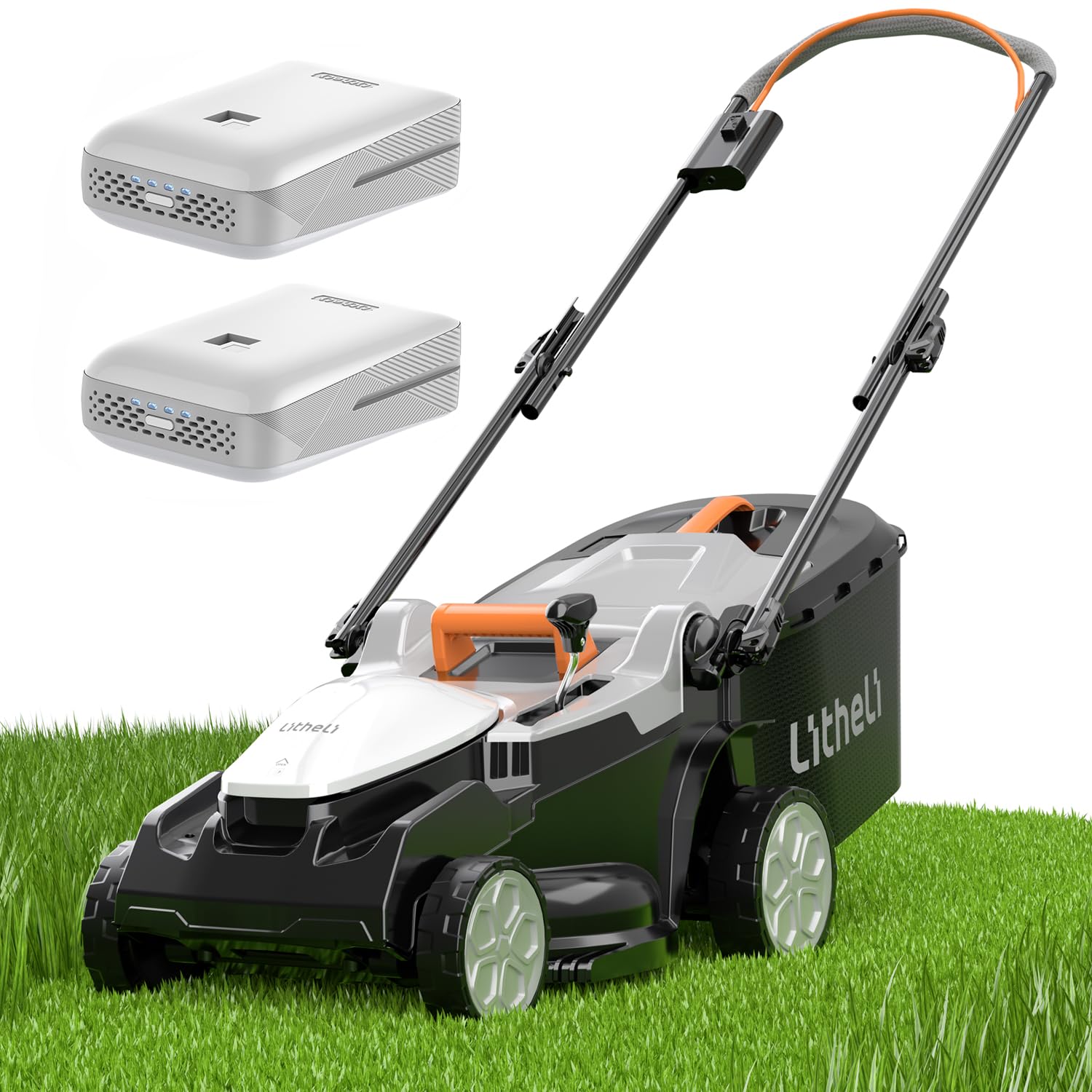 Litheli 16 Inch Lawn Mower 2x20V Electric Coreless Lawn Mower Lightweight Push Mower with 6-Position Height Adjustment, 2 x 4.0Ah Battery Include New