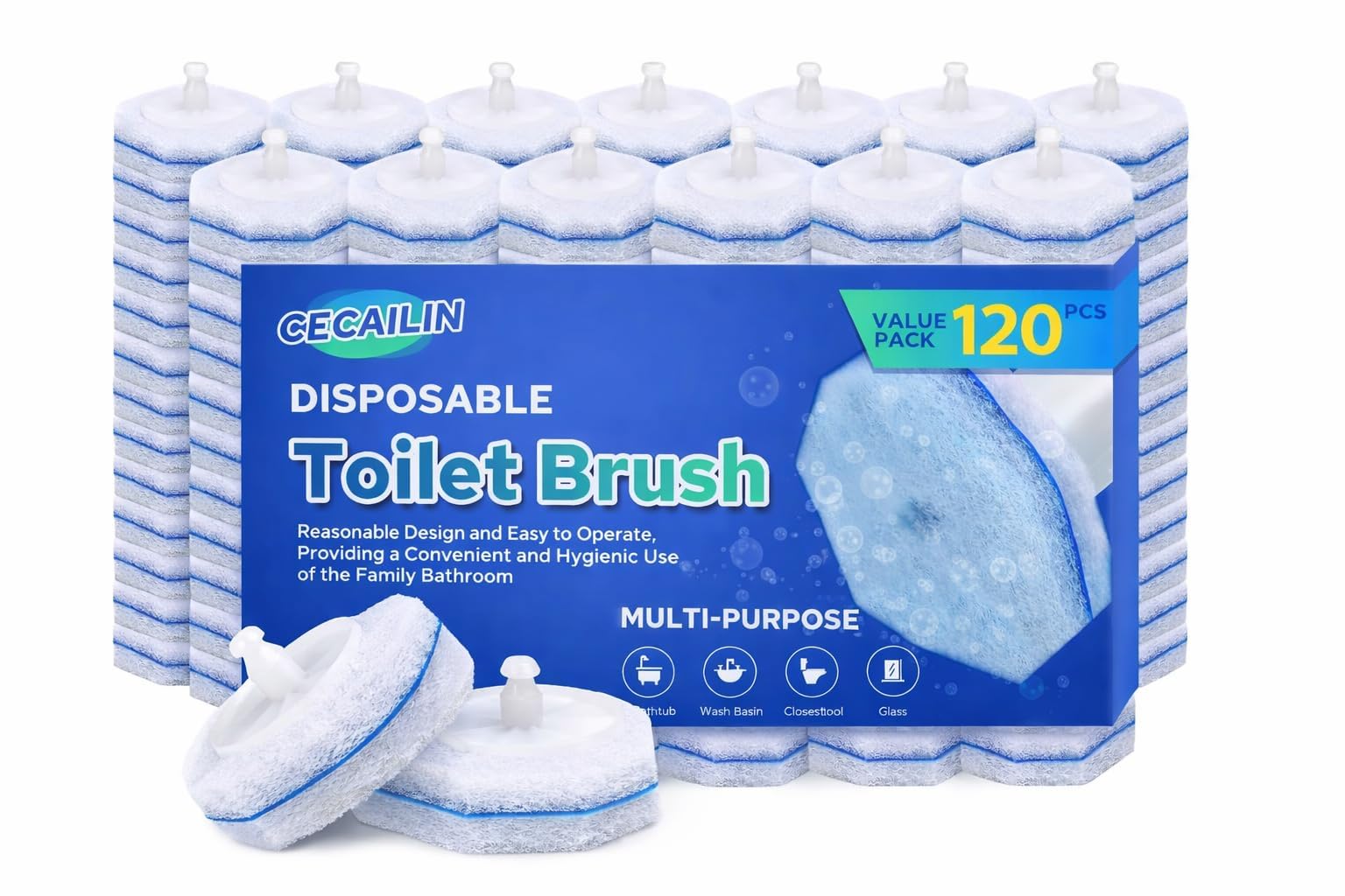Photo 1 of 120pcs Bulk Toilet Brush Refills, Disposable Bowl Cleaner Scrubber Pads