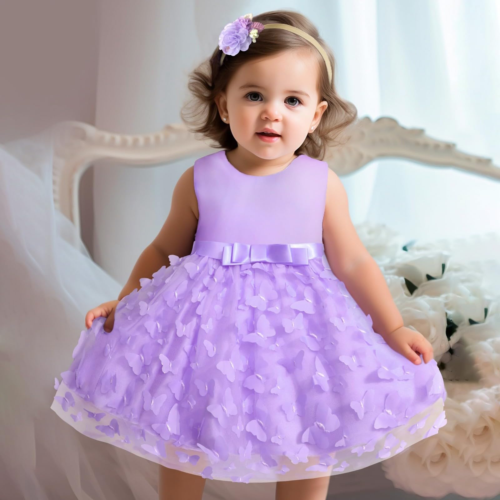 Robe de soirée pour bébé fille sans manches papillon broderie tulle nœud papillon robe de soirée robe de mariage pour enfants vêtements mode