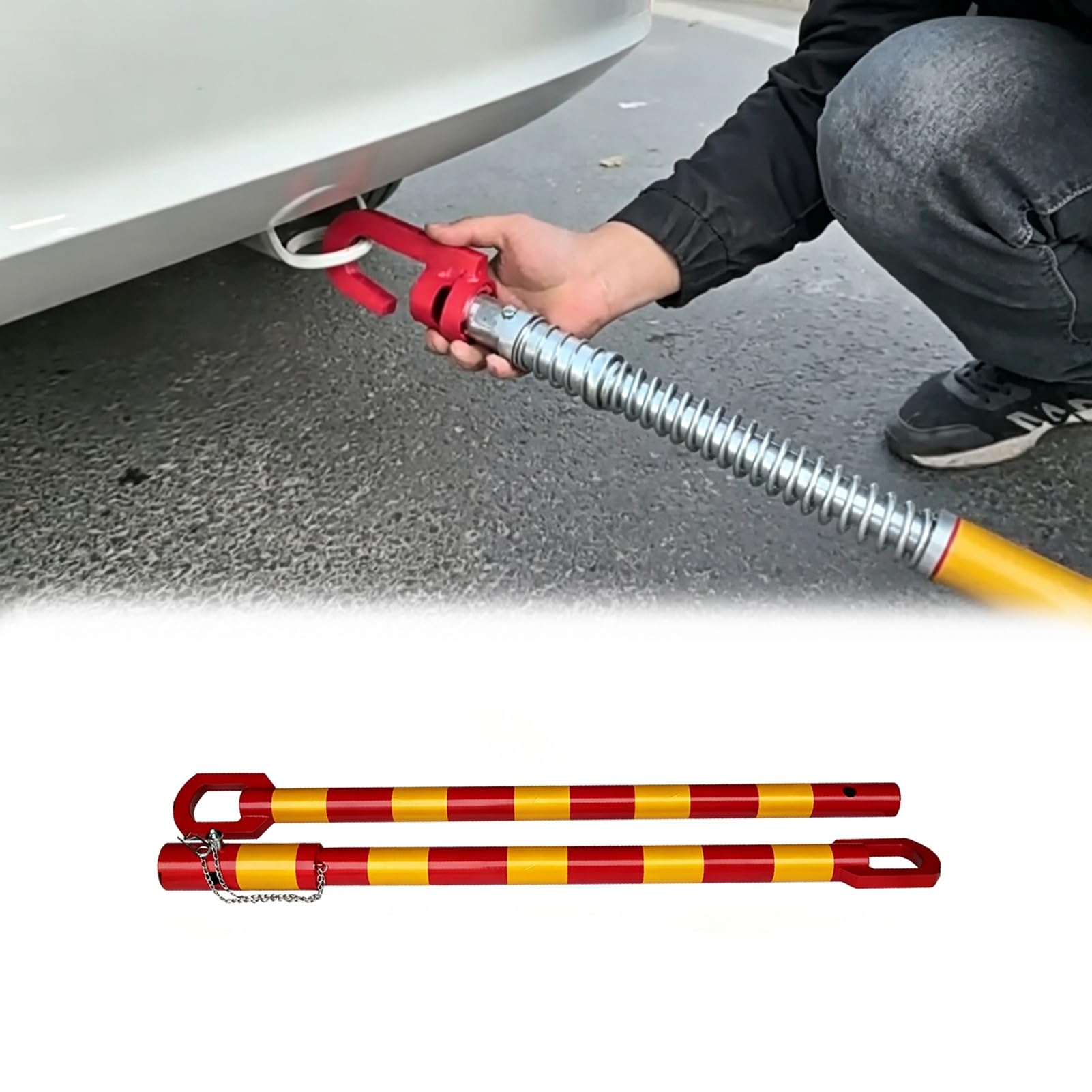 Drążek Holowniczy Stalowy Sztywny Hol Drążek Holowniczy Udźwig | Przenośny Zestaw z Torbą Transportową, z Amortyzatorem Sprężynowym Stabilizatorem Chroniącym Przed Uderzeniami